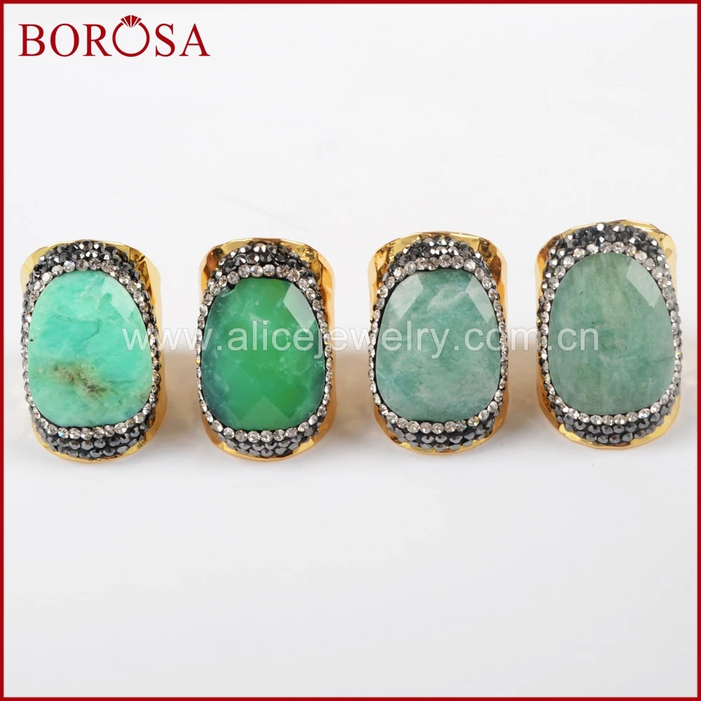 BOROSA натуральный амазонит & 100% австралийский зеленый камни друза кольцо золотой