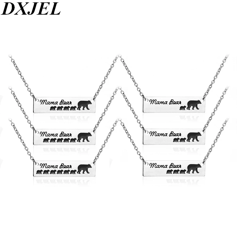Ожерелье с подвеской в виде медведя DXJEL гравировкой животных золотое серебряное