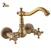 zgrk 360 swivel antique brass bathroom basin sink mix tap bathtub dual handles wall mounted kitchen basin sink mixer faucet