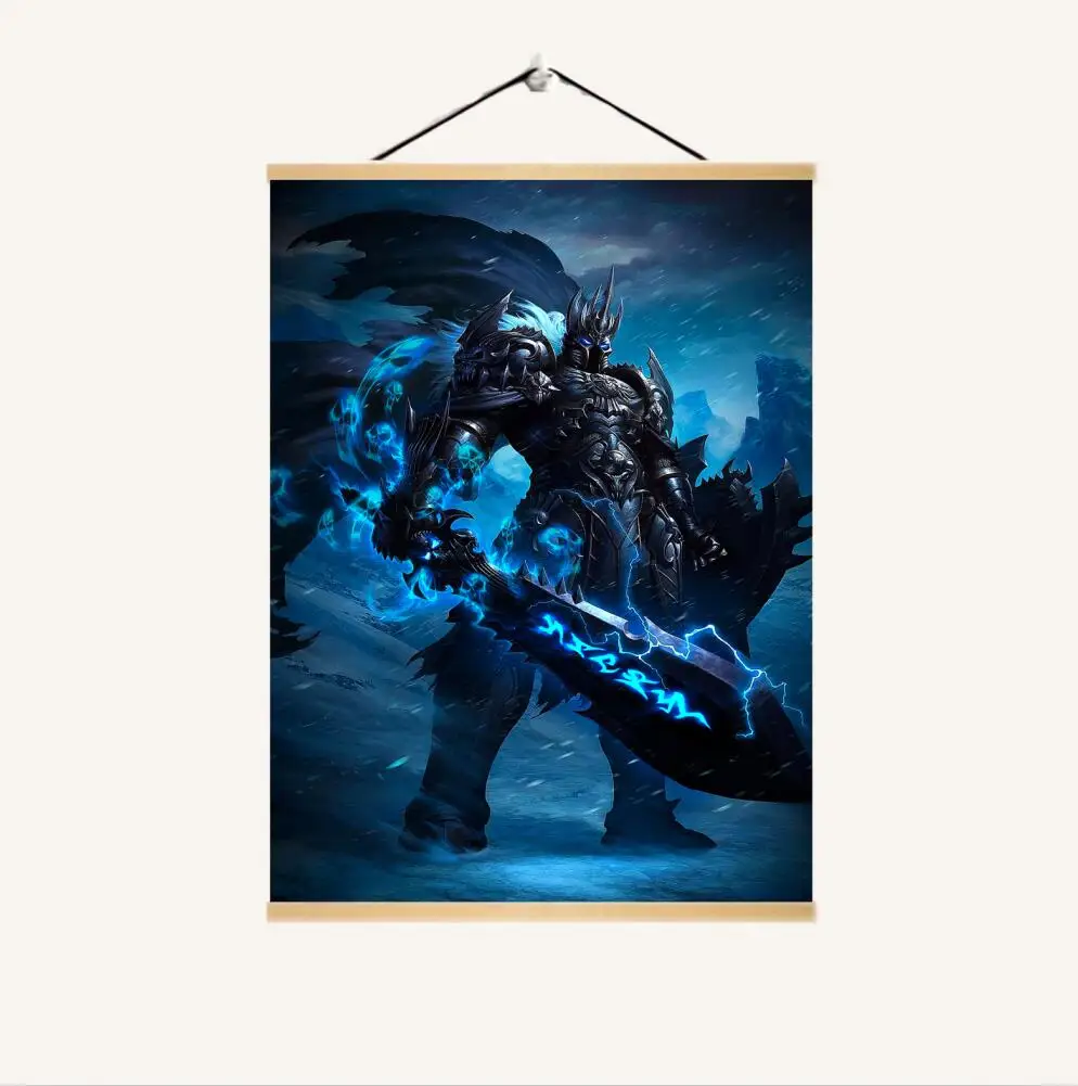 World of Warcrafts игровой плакат домашний настенный декоративный цельный деревянный подвесной свиток живопись на холсте высокого качества - Цвет: K