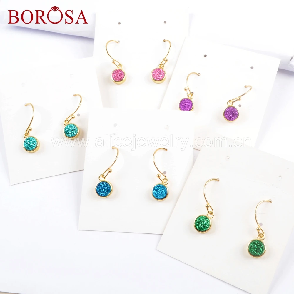 Круглые серьги BOROSA 5 пар с натуральным агатом | Украшения и аксессуары