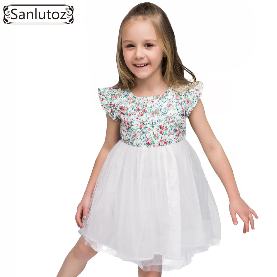 Sanlutoz Flower Girl Dress Tutu Children Clothing Brand Costume for Kids Toddler Party Wedding Princess Summer 2017 | Детская одежда и