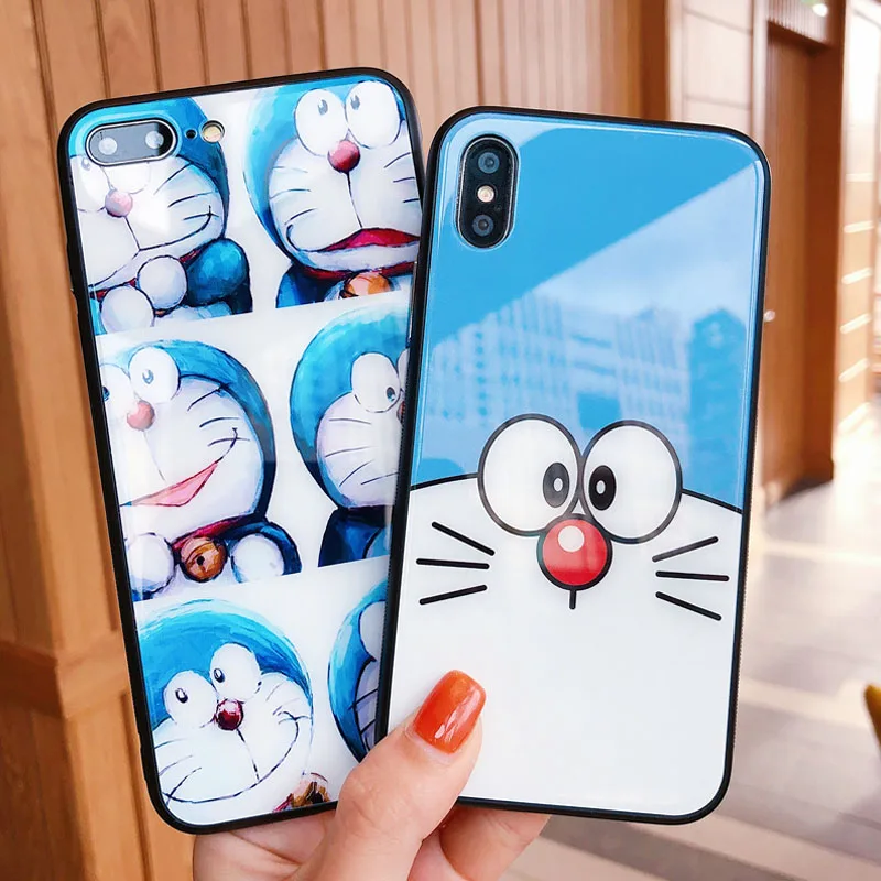 JiBan новый мультфильм Стекло корпуса мобильного чехол для телефона iPhone 6 S 7 8 Plus X
