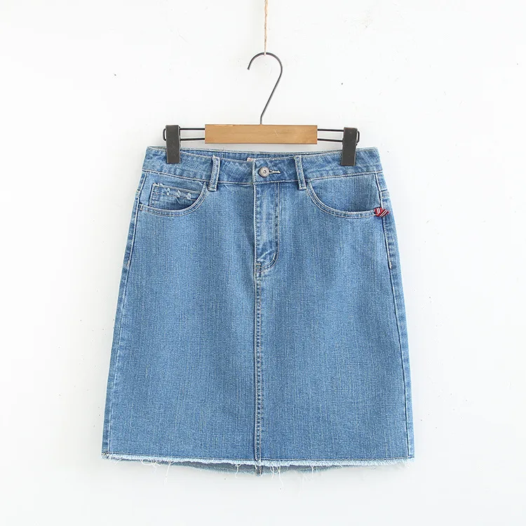 Женская джинсовая юбка повседневная стрейчевая большого размера весна-лето A2-1989