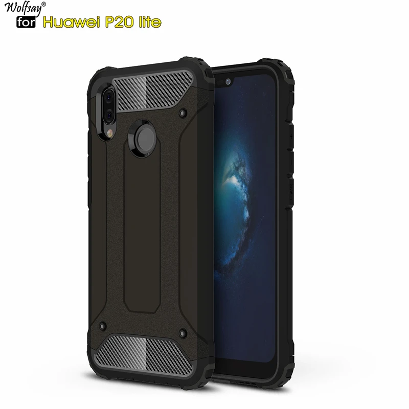 

Wolfsay Cover Huawei P20 Lite Case Hybrid Durable Armor TPU &PC Case sFor Huawei Nova 3E Fundas for Huawei p20 lite Phone Shell