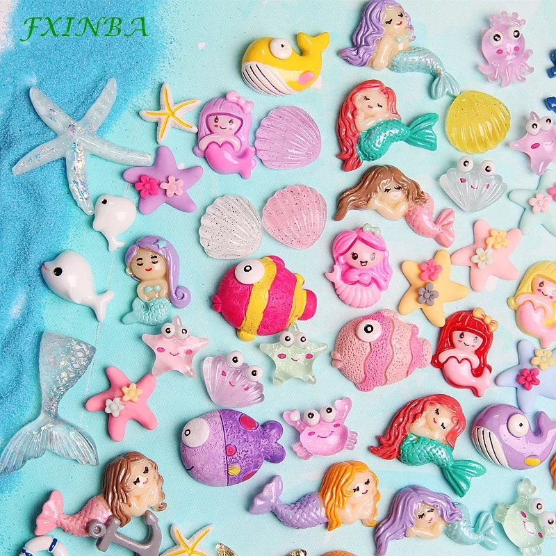 FXINBA 30/50/100 шт. Ocean серии подвески для Slime наполнитель DIY Украшение Декор телефона подвеска с русалкой Лизун глины поставок Шлама Игрушки