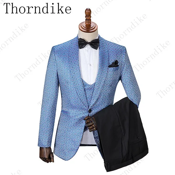 suits2 Thorndike костюм для мужчин последний Блейзер брюки VestDesigns светло-голубые Свадебные смокинги для мужчин Slim Fit Мужские костюмы с принтом брендовая одежда - Цвет: suits2
