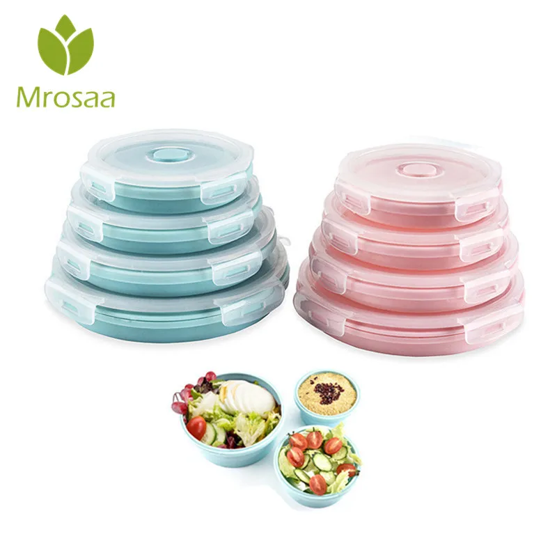 Mrosaa круглый складной Ланч бокс штабелируемые контейнеры для хранения еды с
