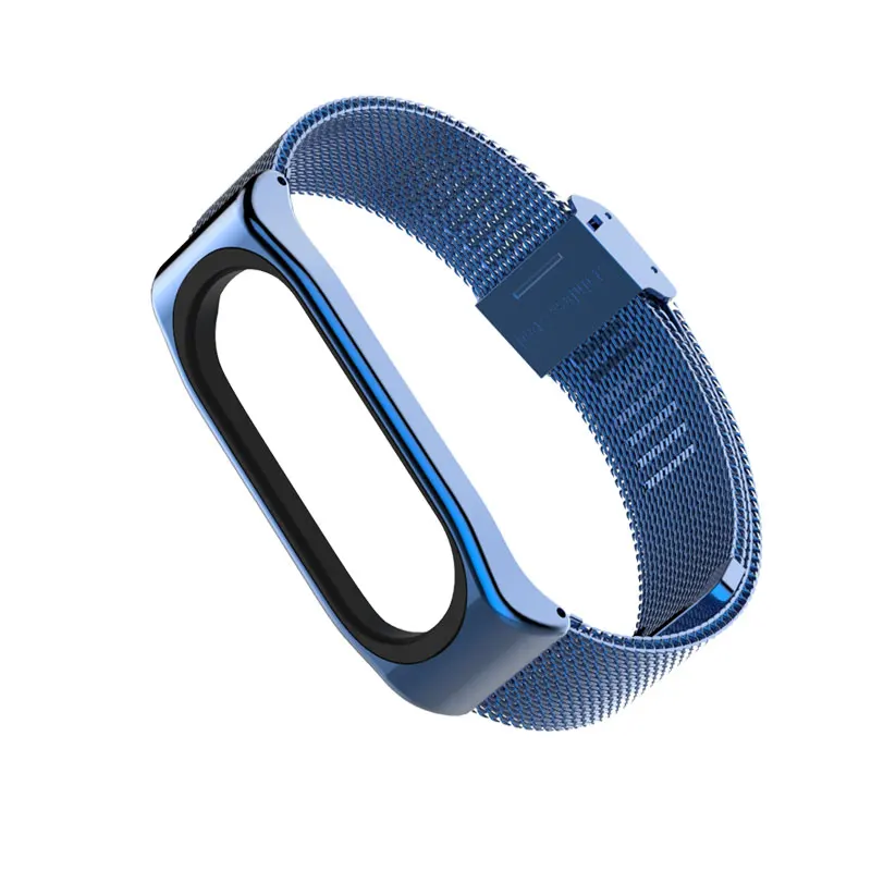 Браслет mi jobs mi Band 4, металлический Безвинтовой браслет из нержавеющей стали для Xiaomi mi, ремешок 4/3, браслет Pulseira mi Band 3, браслеты - Цвет: Blue