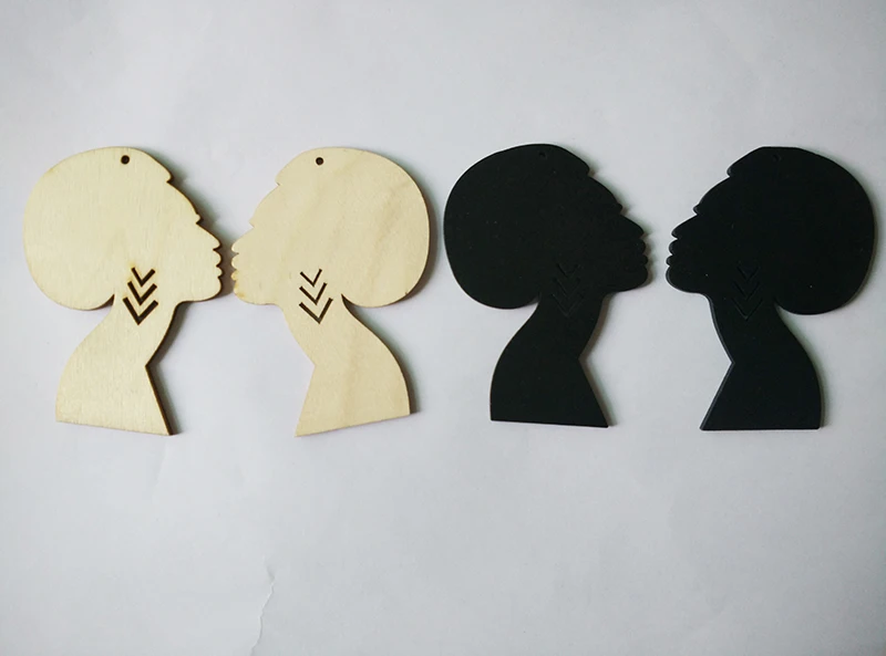 Бесплатная Доставка! 8 см афро девушки деревянные серьги можно смешивать 2