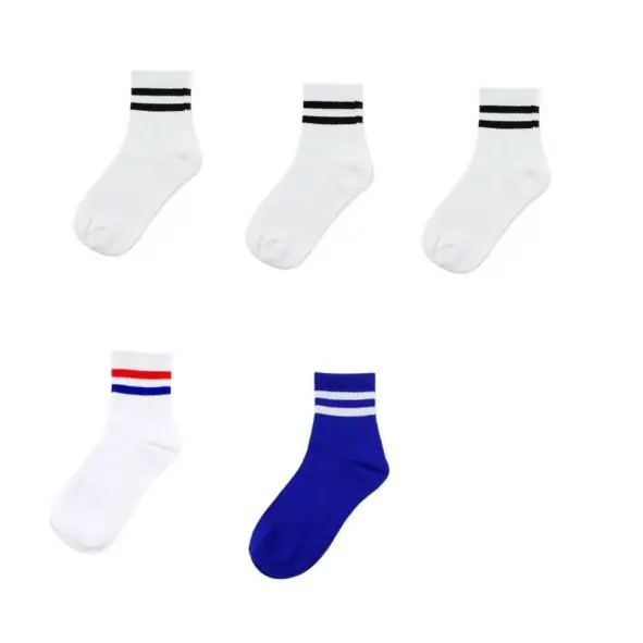 five pairs 10 шт. = 5 пар/лот, мягкие хлопковые женские носки в черно-белую полоску, утепленные короткие носки, стильные спортивные носки Harajuku Meias TJ211 - Цвет: five pairs