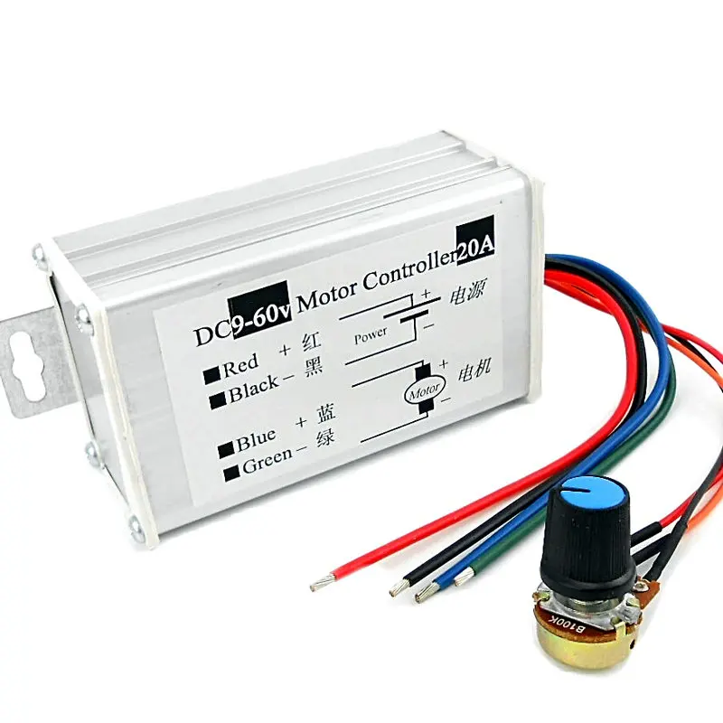 

PWM DC motor stepless speed controller 12V 24V 60V MAX 20A Pulse WidthModulator motor Speed regulating switch