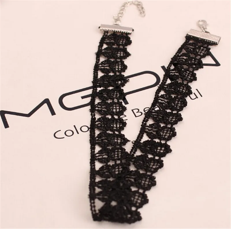2016 Женский Черный Бархатный чокер колье кружево Готический ручной работы ретро