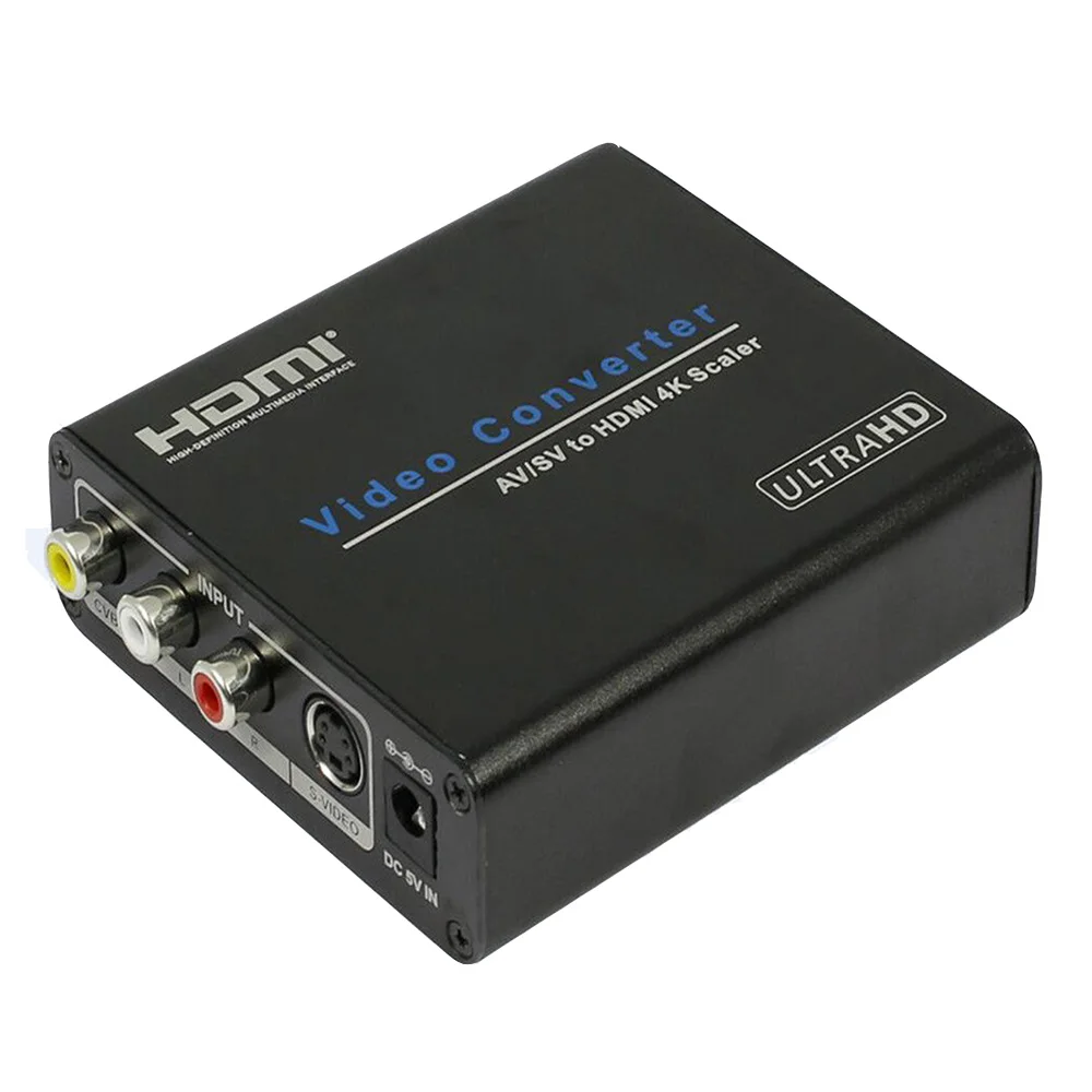 

Composite RCA AV to HDMI-compatible 4K Converter scaler CVBS+L/R+S-video in to HDMI-compatible out with power supply