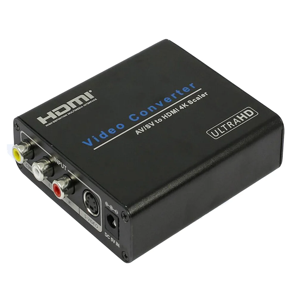 Композитный RCA AV к HDMI совместимый 4K преобразователь скалер CVBS + L/R S видео вход