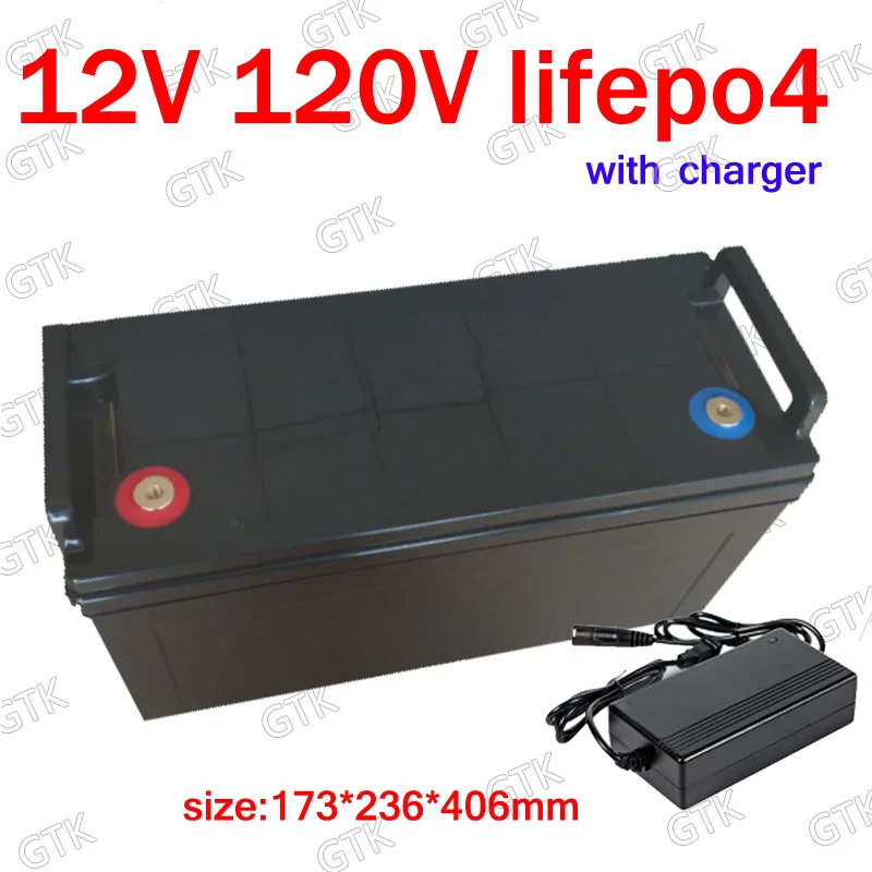 GTK Lifepo4 12 В 120AH литиевых батарея 100A BMS 12,8 для инвертора солнечной энергии системный инвертор вилочный погрузчик MPPT RV+ 10A зарядное устройство