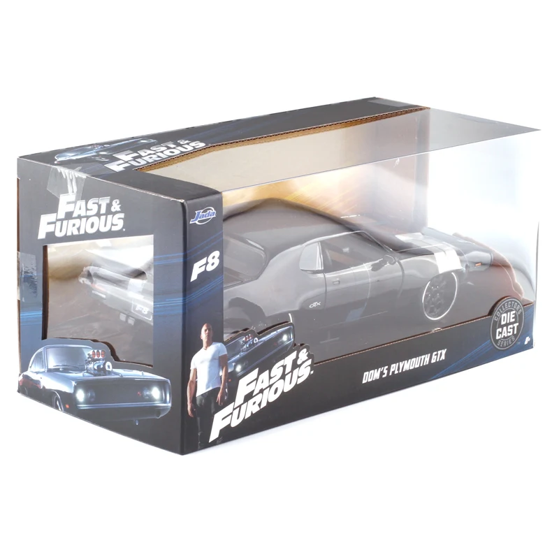 22 см 1:24 Масштаб металлический сплав 1972 DOM'S PLYMOUTH GTX Быстрый гоночный автомобиль авто Модель литые автомобили игрушки F детская коллекция - Цвет: with box