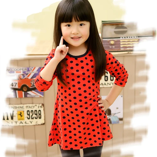 100% High Elasticity cotton princess girls autumn dress baby anti-pilling bow-knot long-sleeve fashion clothing 24108-10 | Детская