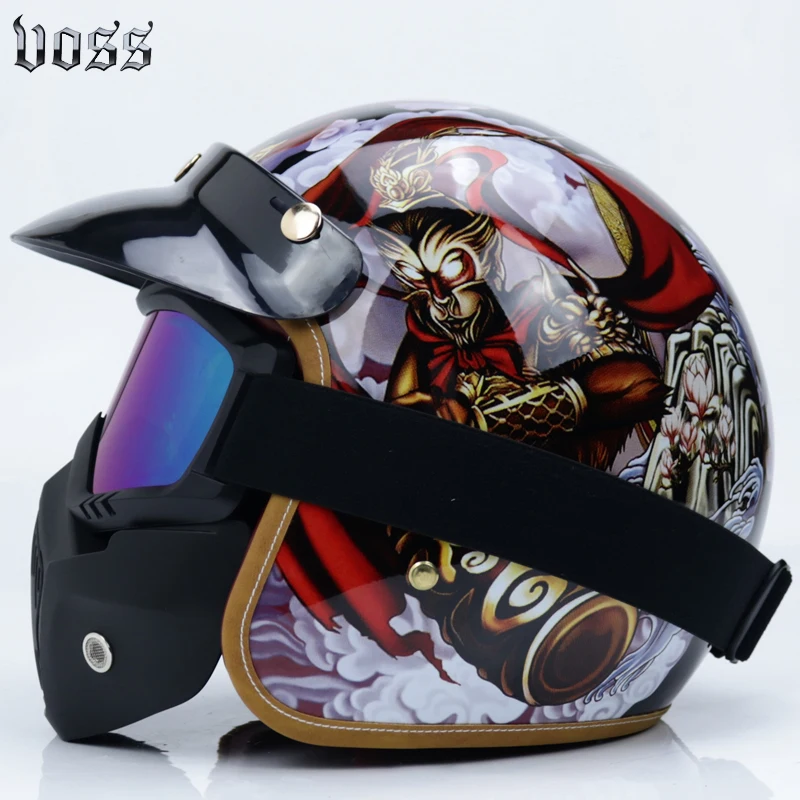 VOSS Vintage motorcycle helmet Open face retro 3/4 half Moto Casque Casco Motocicleta Capacete Motocross para DOT | Автомобили и