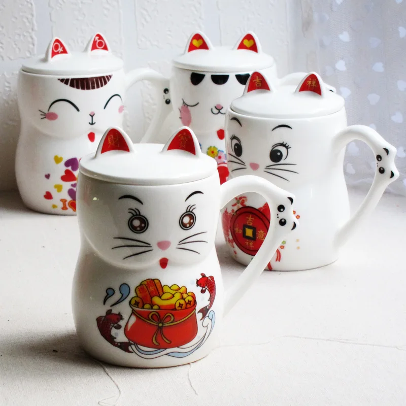 1 шт. ZAKKA Керамика Кружка Кот мультфильм кофе молоко кружка с крышкой чашка для