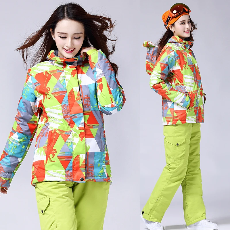 Дикий Снег новые женские лыжная куртка + брюки костюмы дышащие водонепроницаемые