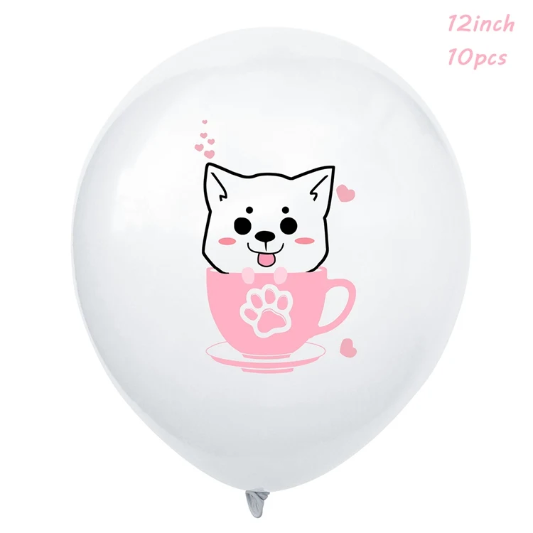 10pcs dog ballon LAPHIL 15 шт. милый кот собака латексный шар ребенок с днем рождения украшения розовые воздушные шары с конфетти Baby Shower вечерние принадлежности - Цвет: 10pcs dog ballon