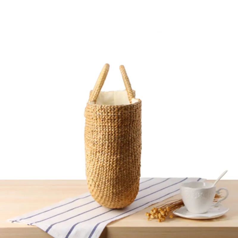 Blascher Новинка лета большая сумка на плечо сумка-ведро помпон женская Соломенная