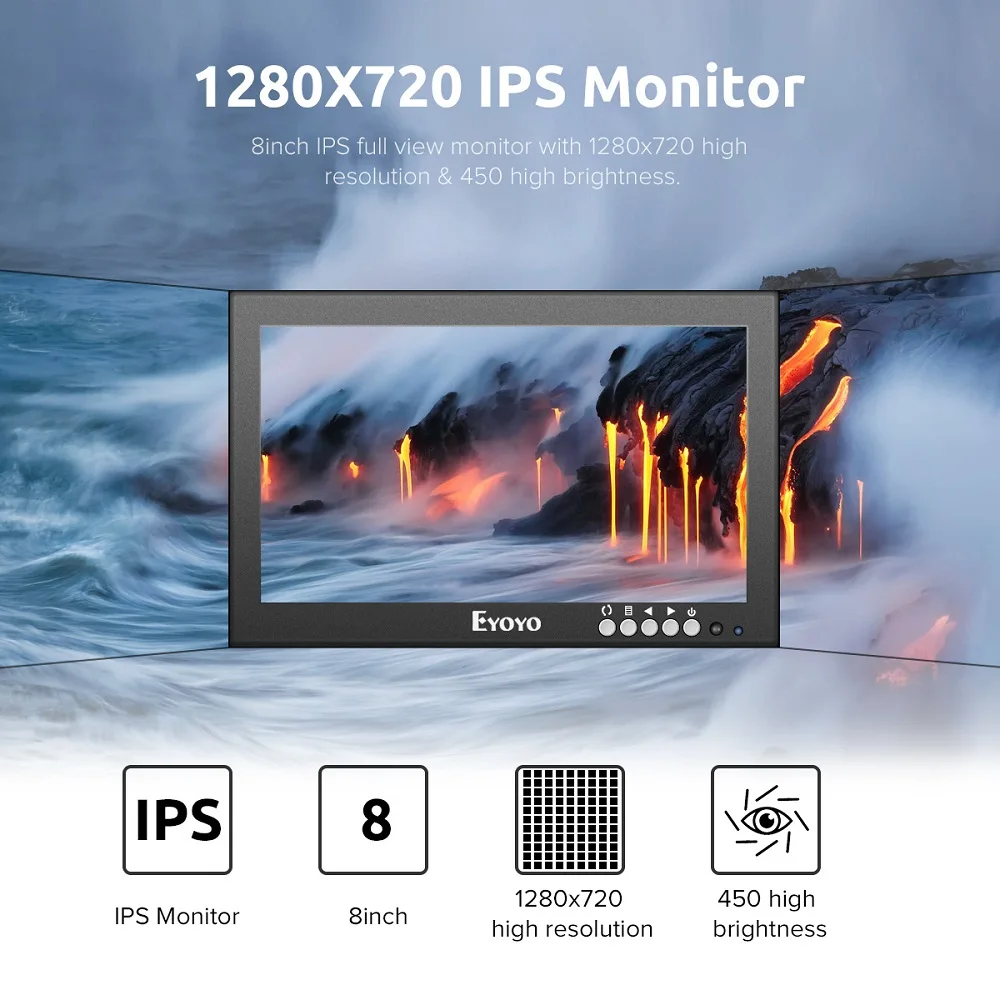 Eyoyo EM08G 8 дюймов HDMI маленького монитора 1280X720 IPS Дисплей компьютер PC ЖК дисплей