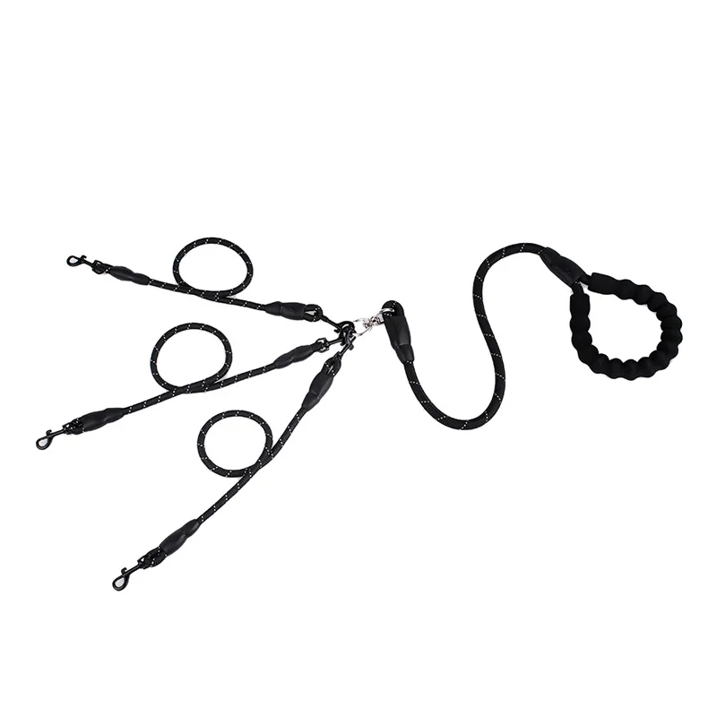 Black pawstrip Nylon Dog Leash For 2/3/4/5/6 Dogs Padded Handle Pet Dog Leash Rope Walking Running Puppy Leash Coupler For Small Dogs - Цвет: Black