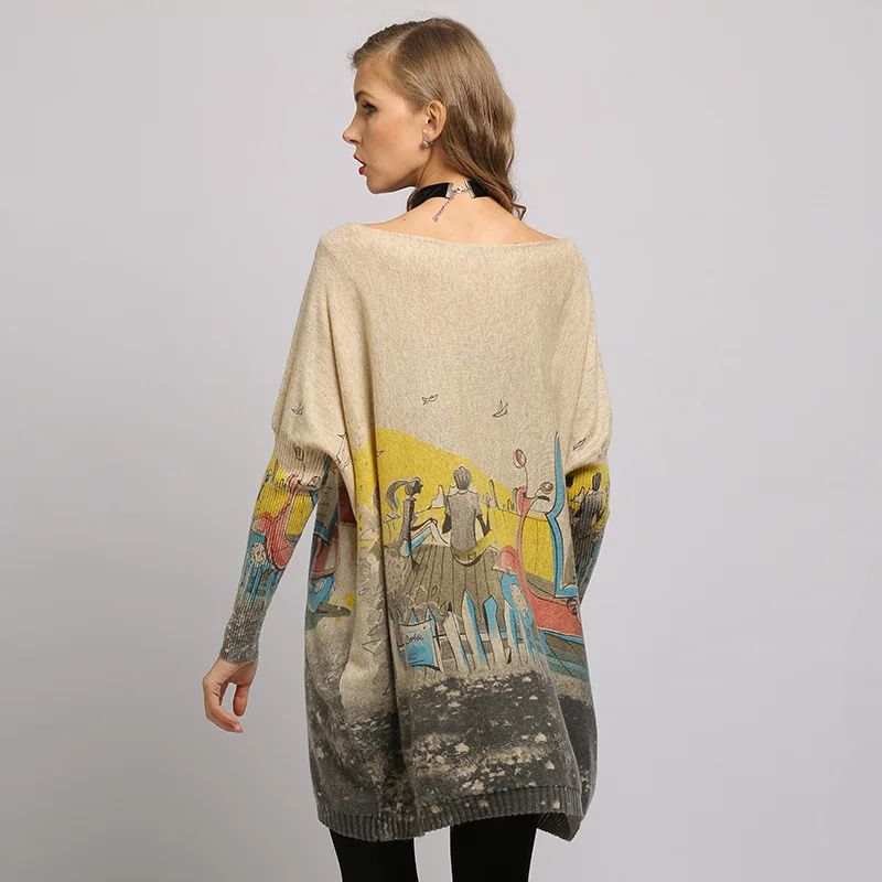 2019 Женская одежда с рукавами летучая мышь рисунками героев мультфильма