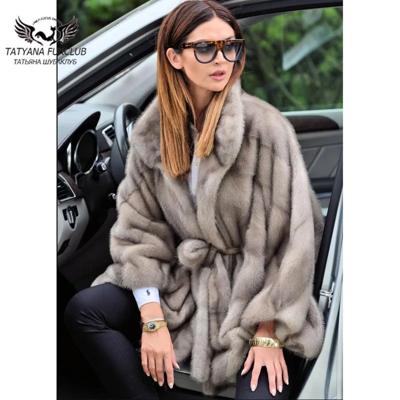 

High Quality Mink Fur Jackets Natuarl Women Winter Fashion 2021 New Bat Sleeved Genuine Mink Fur Coat Whole Skin Outwear Luxury