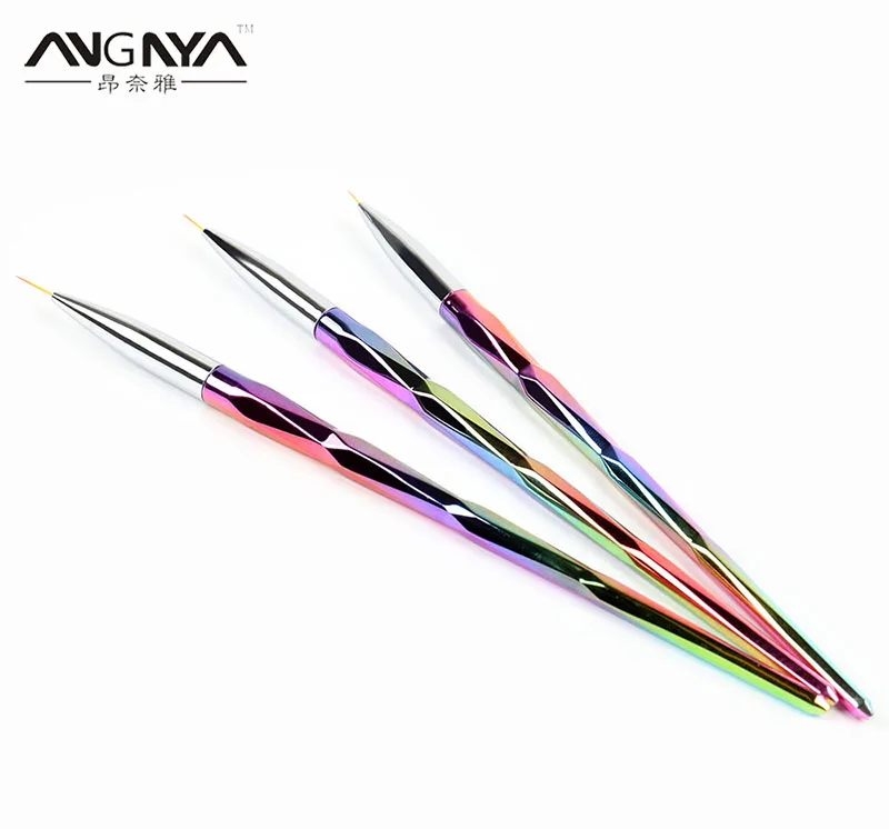 Angnya Новые 7/9/11 мм нейл-арта линия малярные кисти Бриллиантовая рука тонкая ручка-лайнер для рисования УФ-гель Советы Дизайн ногтей Маникюр 3 шт./компл