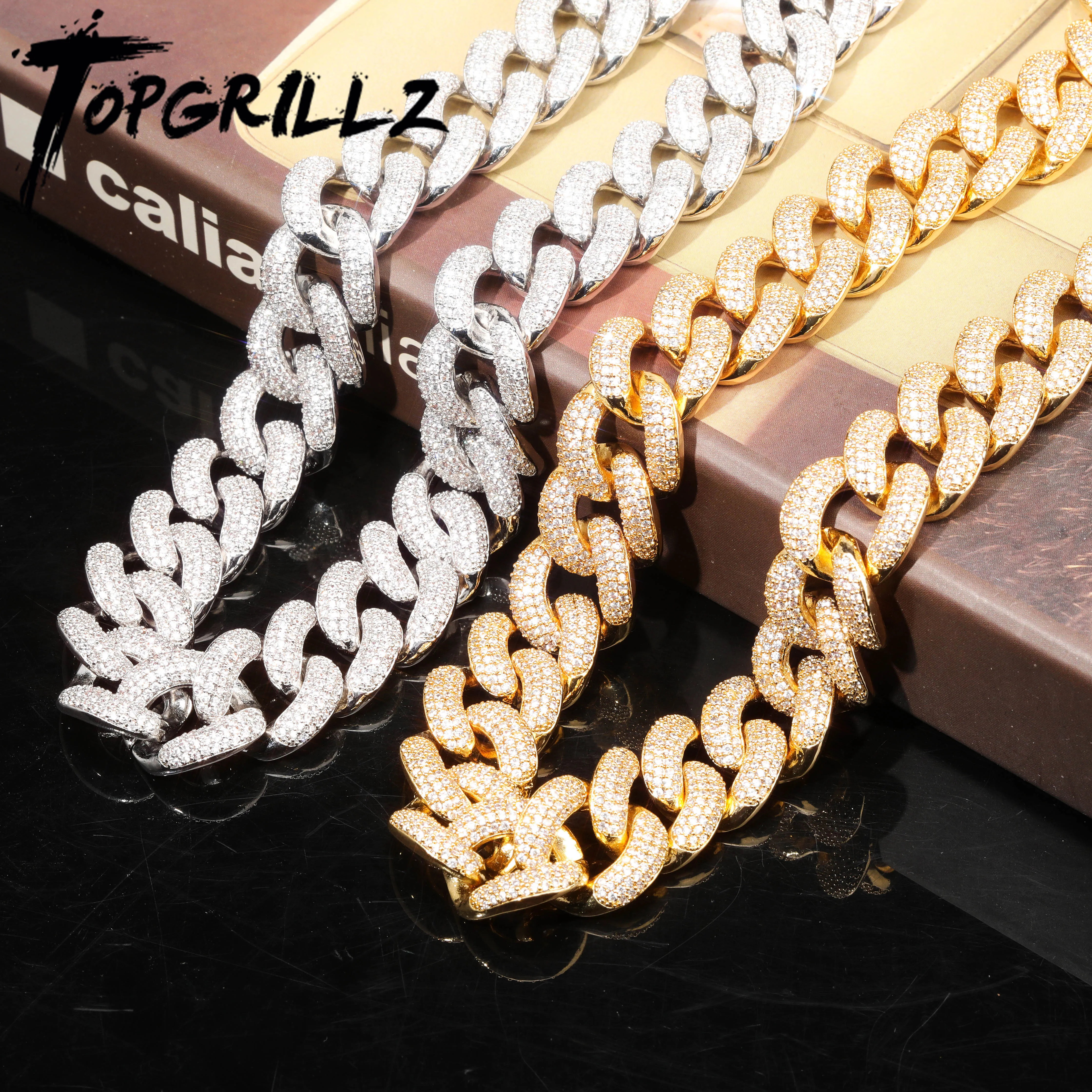 TOPGRILLZ 14 мм 20 мм новейшая застежка Micro Pave Iced CZ кубинские Соединенные ожерелья цепи роскошные шикарные ювелирные изделия модные хип-хоп для мужчин