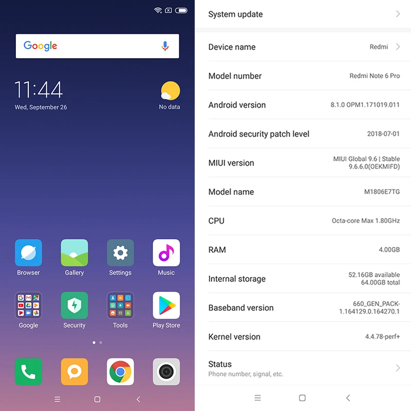 Xiaomi Redmi Note 6 Pro 4 ГБ 64 26 дюйма Нотч 19:9 FHD + экран Смартфон Snapdragon 636 Восьмиядерный 20 МП