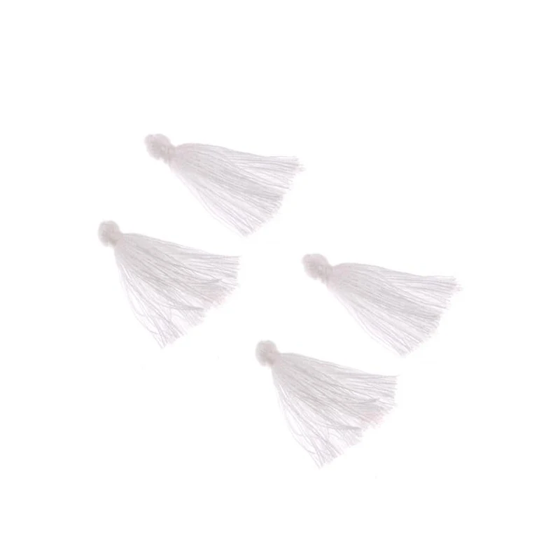 White Tassels 200 шт цветные мини кисточки бахрома кулон DIY вечерние хлопковые шнуры кисточки отделка одежды шторы украшения маленькие кисточки кружево - Цвет: White Tassels