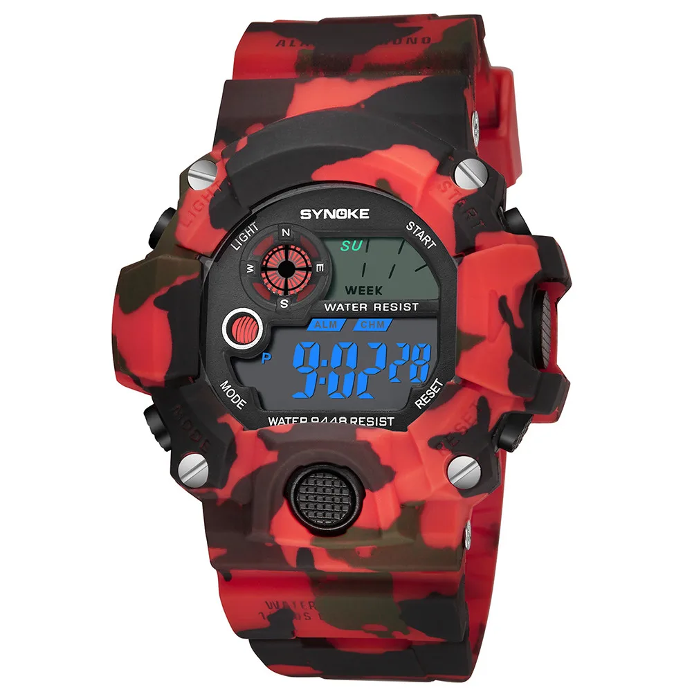 

DISU Men Wrist Watch Multi Function Sport Digital Dual Movement LED watch mens military style waterproof watches sports watches