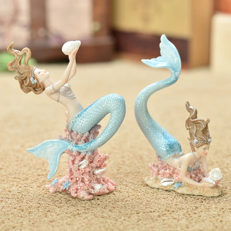 

Creative Mermaid Princess Kawaii miniature garden Animals Fish Figurines Resin arts and crafts wedding Fairy girl decoration