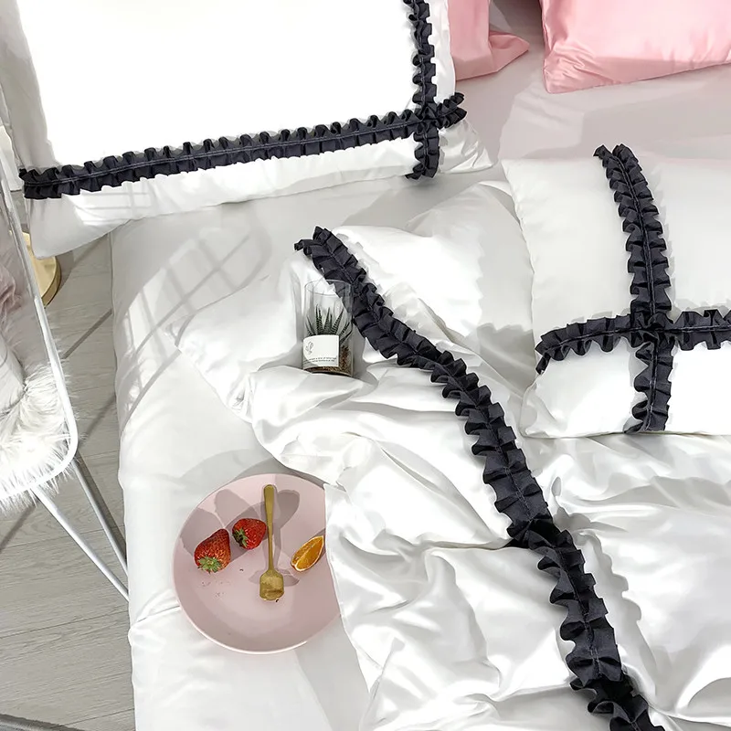 New Romantic Bedding Set King Queen twin Size 4pcs washed silk Bed Linen Duvet Cover fitted sheet /Bed Sheet Pillowcases | Дом и сад