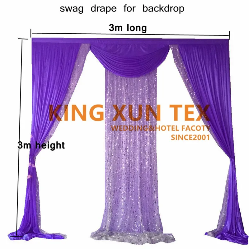 purple 3 м x 3 м драпировки для фона Swag балдахин с блестками ткань подходит для свадьбы фон фото стенд украшения - Цвет: purple
