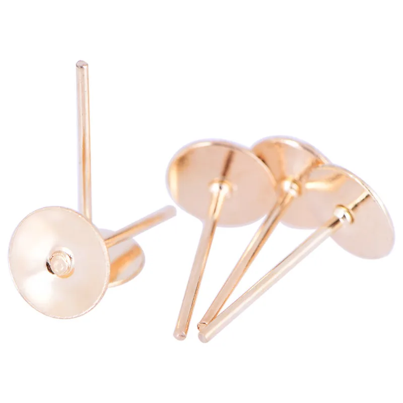 New 200pcs/lot Earrings Ear Stud Pin earring back 10mm*6mm Blank Bronze/Silver/Gold/Rose Color Post DIY Jewelry Making | Украшения и