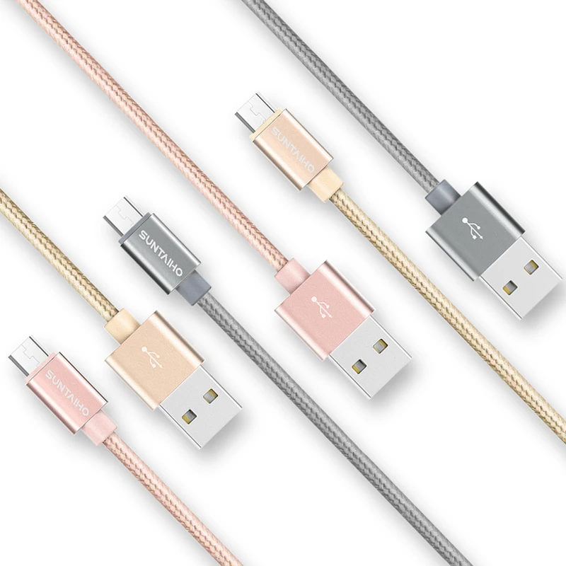 10-Pack Micro USB кабель Suntaiho 2.4A нейлоновый Плетеный зарядный Microusb для Samsung Xiaomi Huawei HTC |