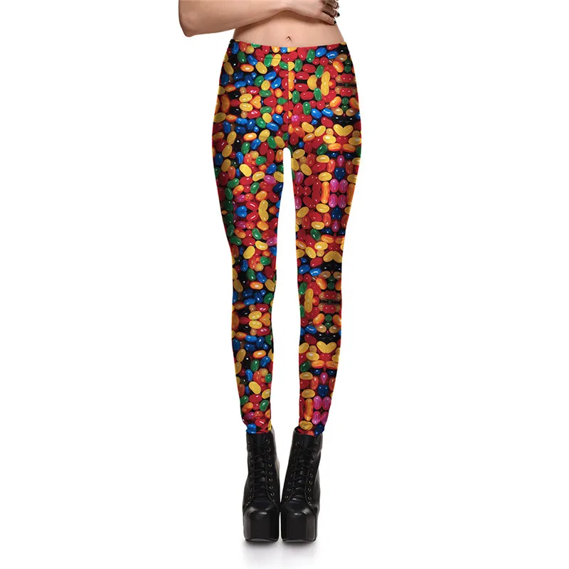 Женские леггинсы модные хит продаж яркие с цифровым принтом штаны тонкие