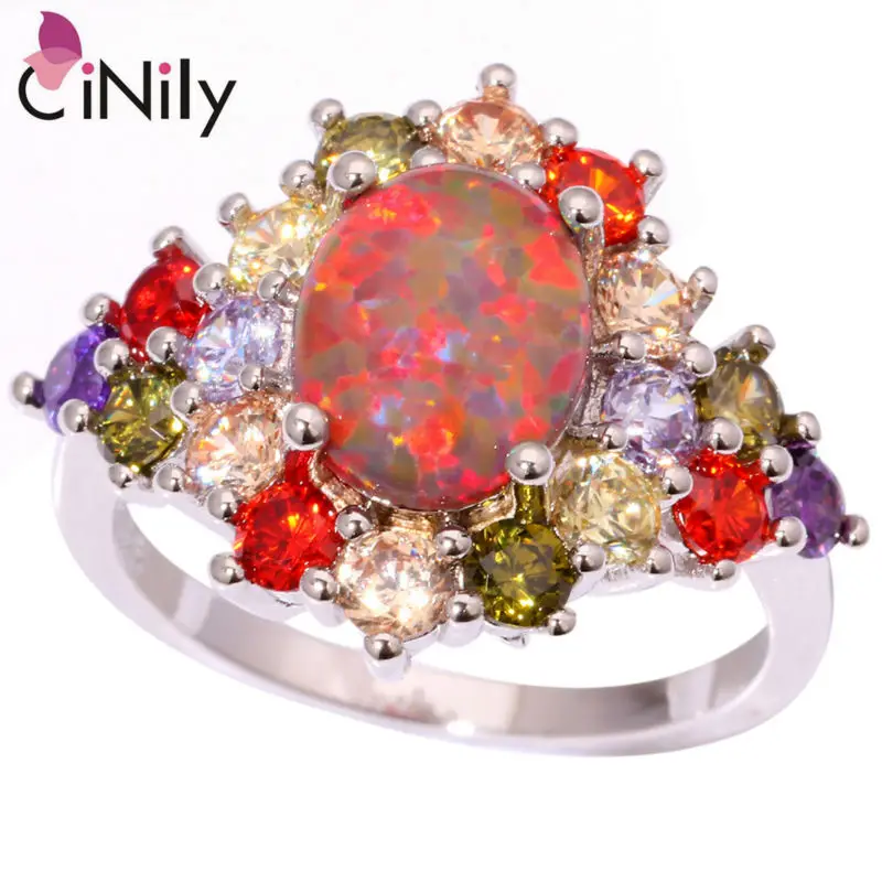 CiNily создан оранжевый огненный опал Multigem посеребренное кольцо оптовая продажа