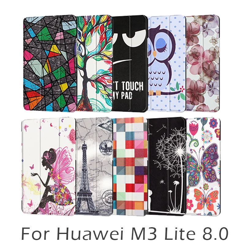 Чехол из искусственной кожи с рисунком для планшета Huawei MediaPad M3 Lite 8 0 | Компьютеры и