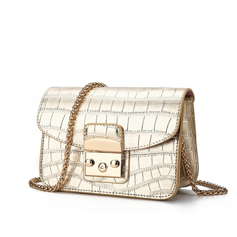 Модная женская сумка из крокодиловой кожи Маленькая кожаная с цепочкой