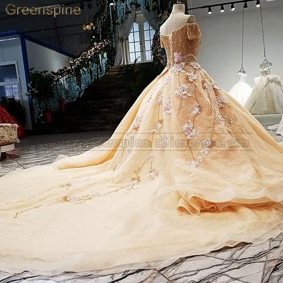 Женское свадебное платье с бисером Greenspine Элегантное Длинное открытыми плечами и