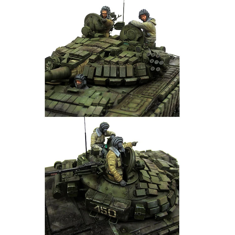 1/35 команда Российской T-72, три человека, полимерная модель солдата GK, военная тема Второй мировой войны, комплект в разобранном и неокрашенном виде