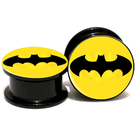 Wholesale 60pcs/lot Acrylic Different Superman Custom made Ear Gauge Plug And Tunnel Stretcher Expander 6 25mm Screw Fit Plug|plug|plug and socket