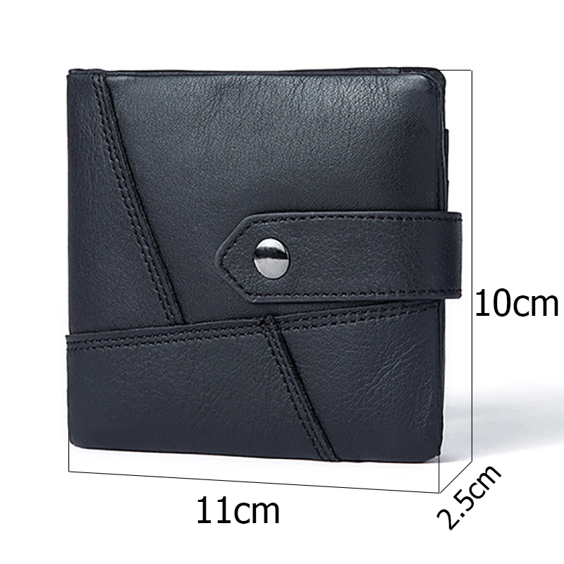 

Genuine leather wallet soft Men Wallets with Coin Bag Snap button Small Money Purses New stitching short Slim Purse Money bag
