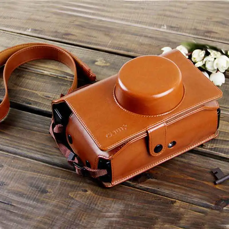 Сумка для камеры из искусственной кожи Lomo широкий коричневый чехол в стиле ретро